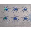 6 Bügelpailletten Spinnen Hologramm hellblau